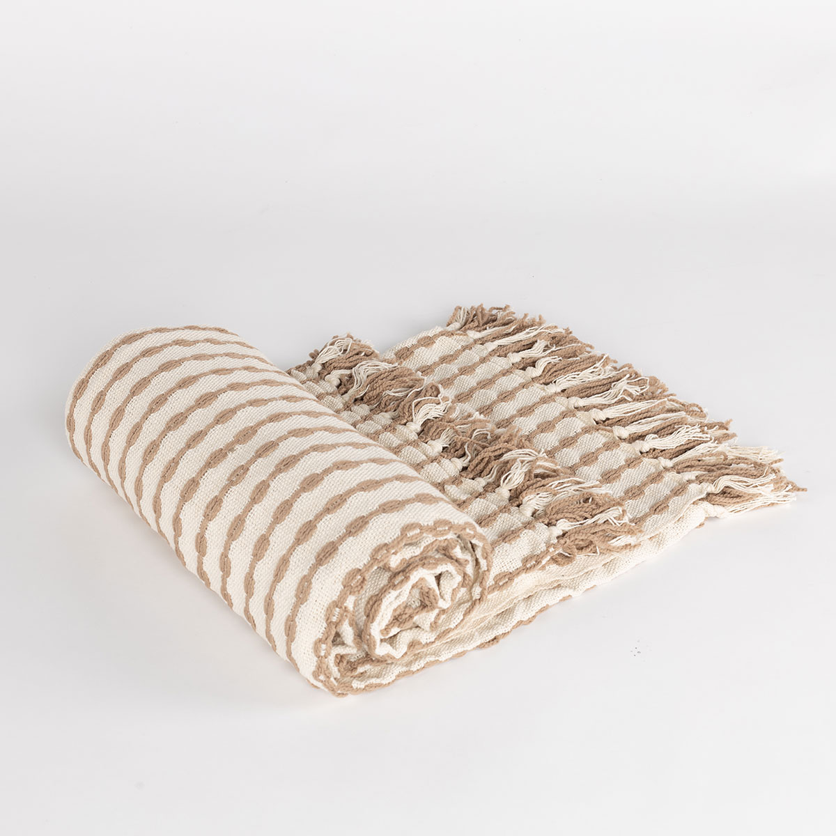 Manta ELM bege e taupe 130x160cm