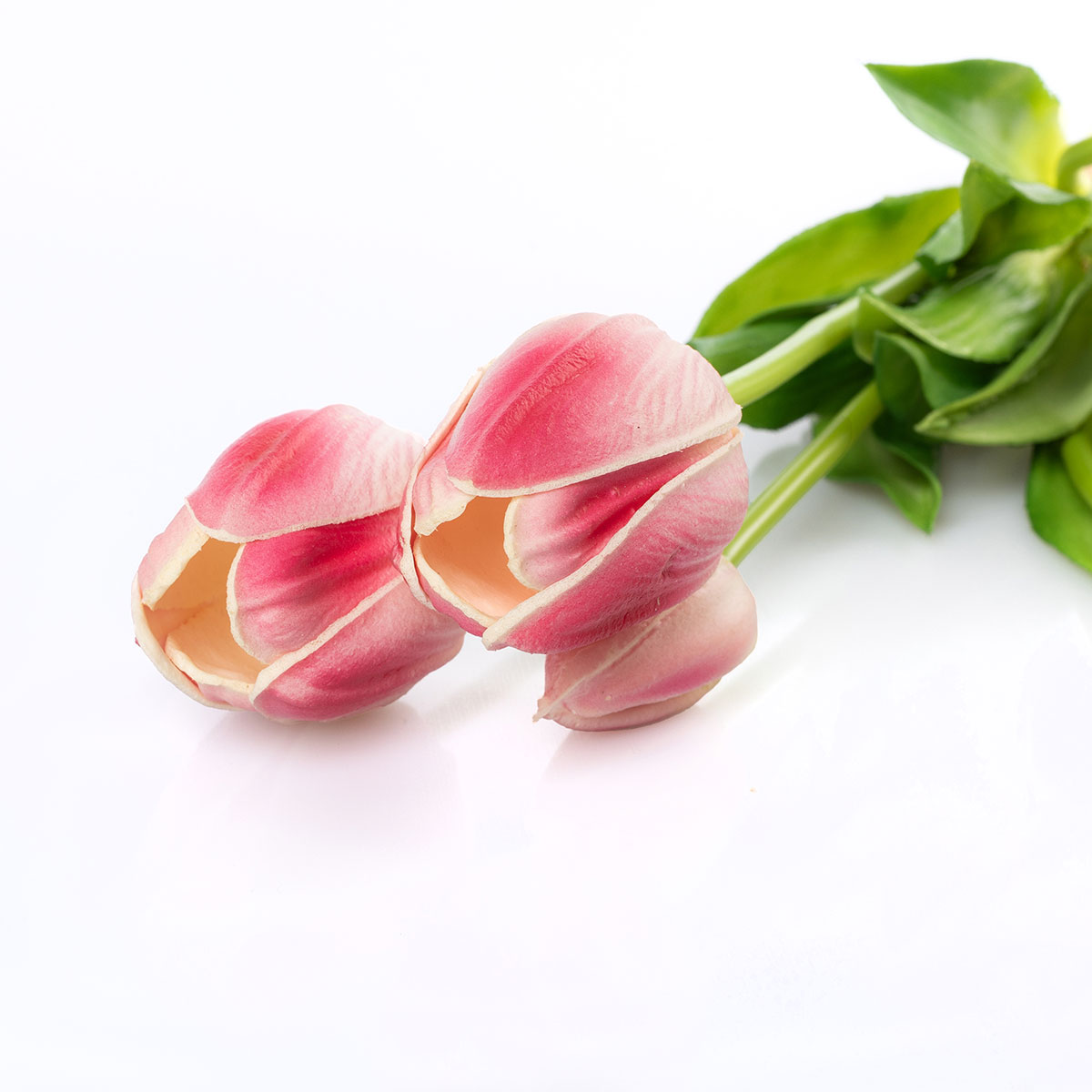 Bouquet com 6 tulipas rosa artificiais 45cm