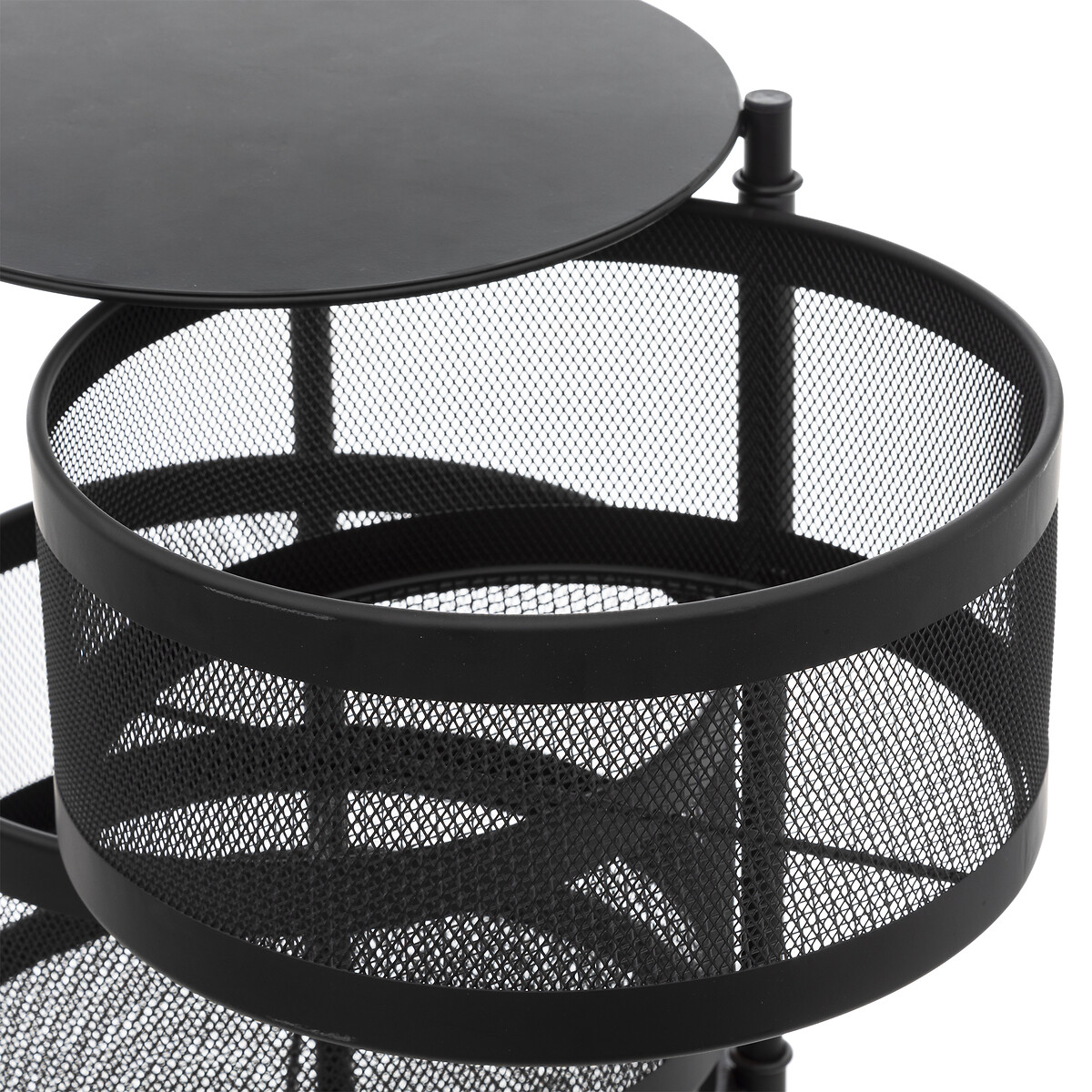 M&oacute;vel de apoio redondo MAYAJ preto em a&ccedil;o 33x76cm