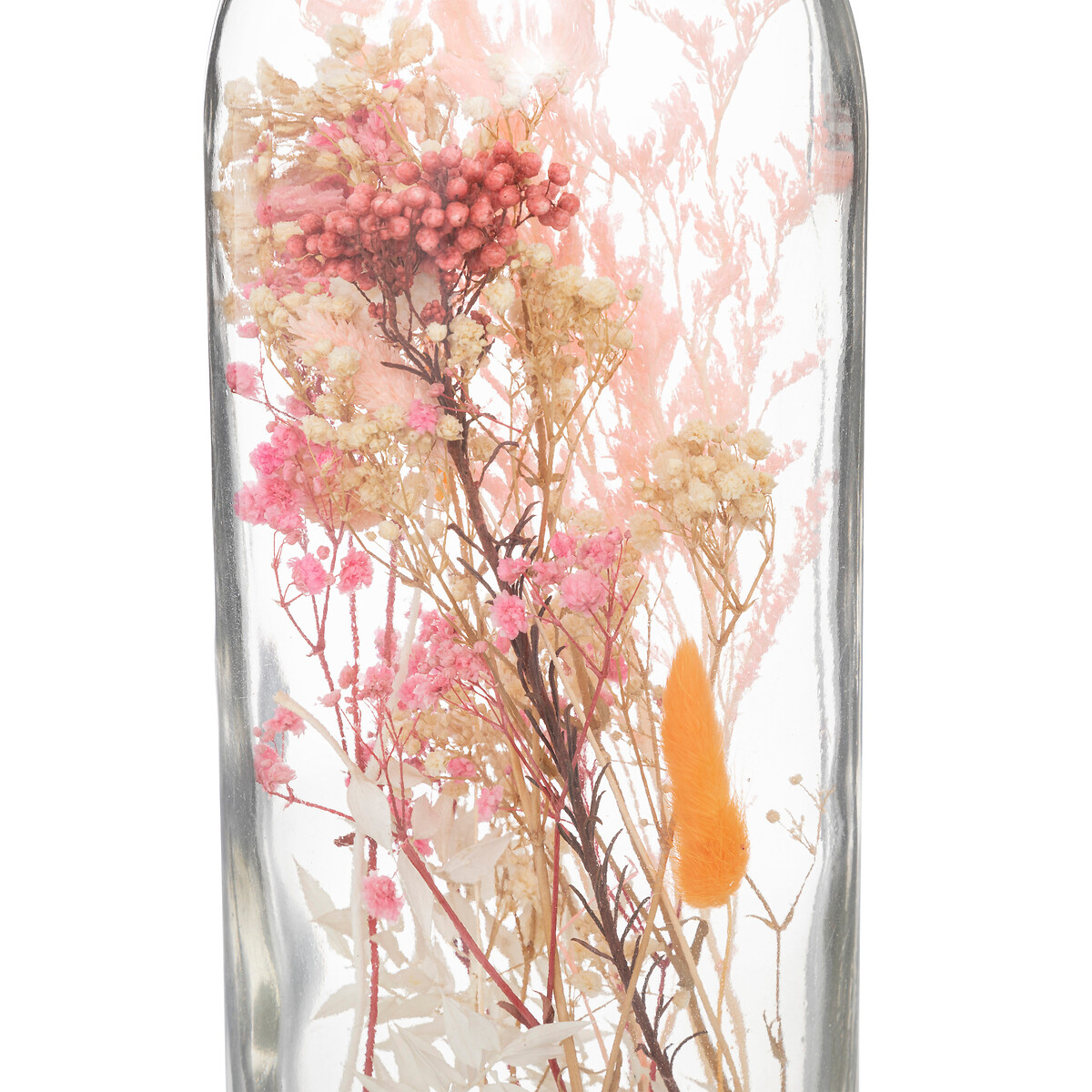 Jarra Em Vidro Com Flores Rosa 45cm