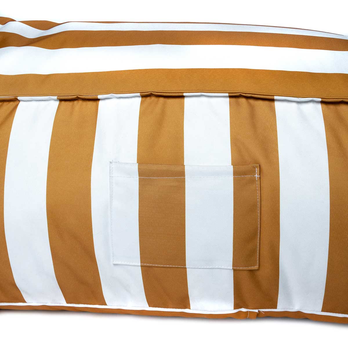 Pufe sof&aacute; imperme&aacute;vel riscas branco e amarelo