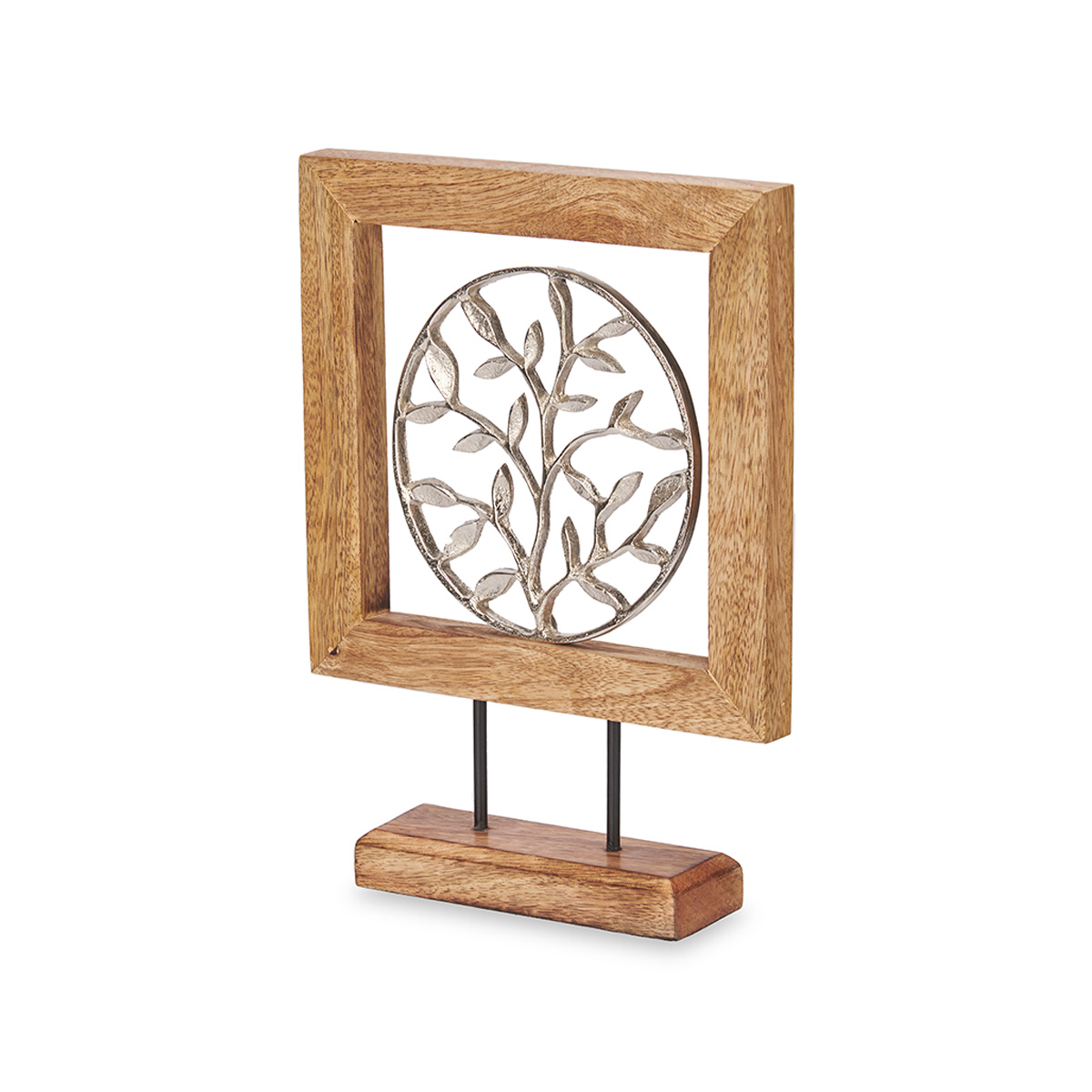 Flor decorativa com suporte em madeira 29cm