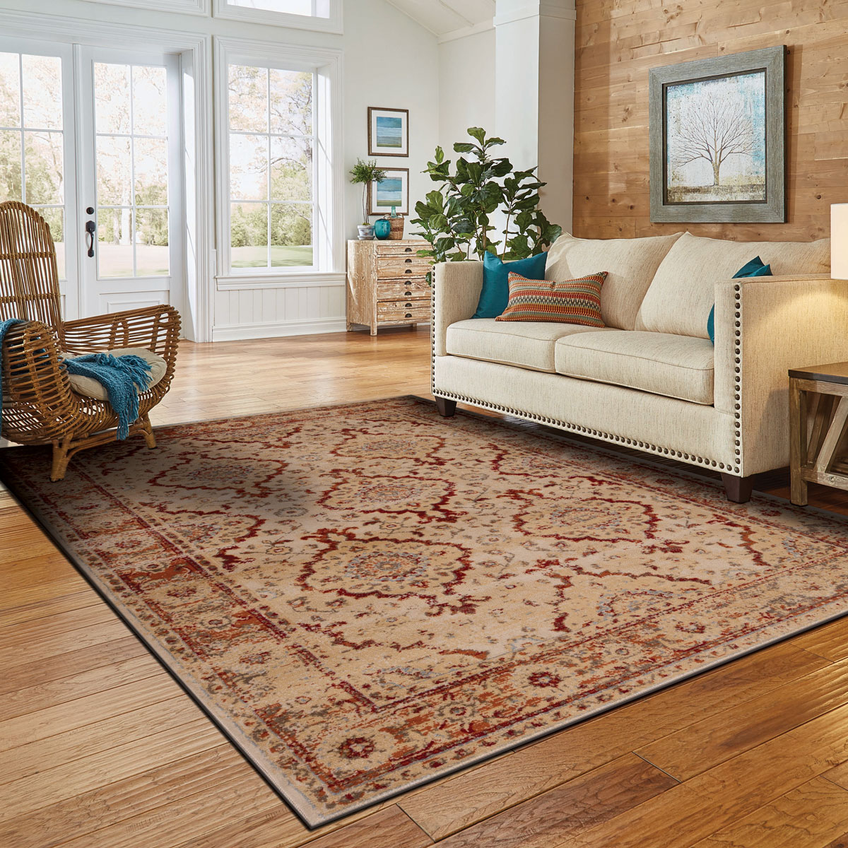 Tapete LENE bege e vermelho 160x235cm,  Tapete LENE bege e vermelho 160x235cm