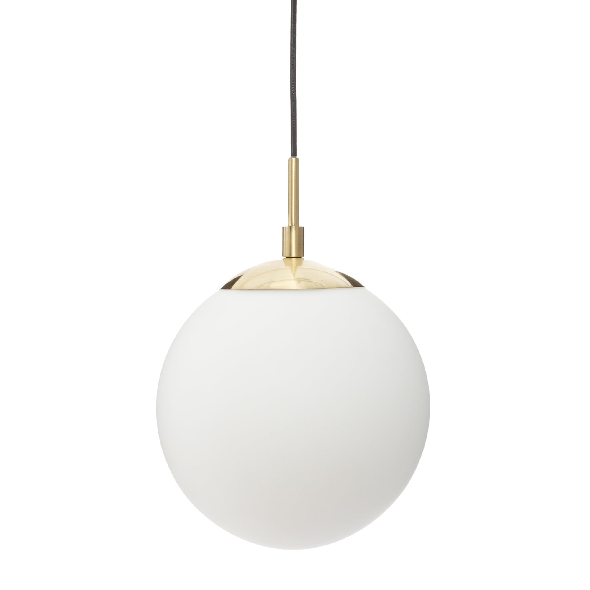 Candeeiro de teto dourado com bola de vidro e metal