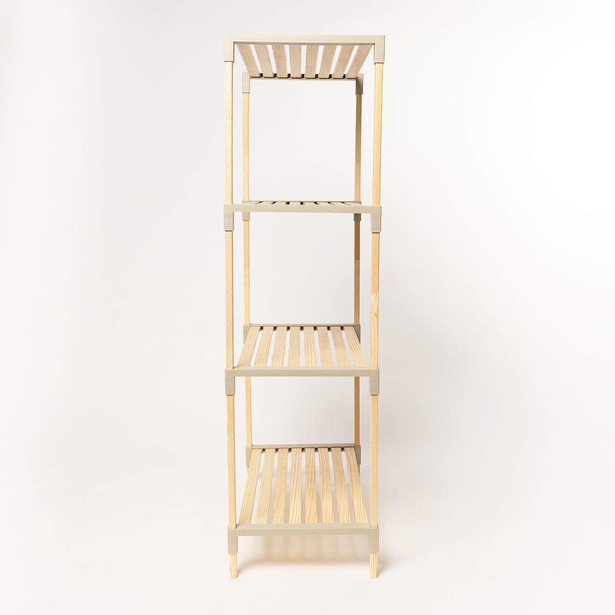 Estante multifuncional bege em madeira