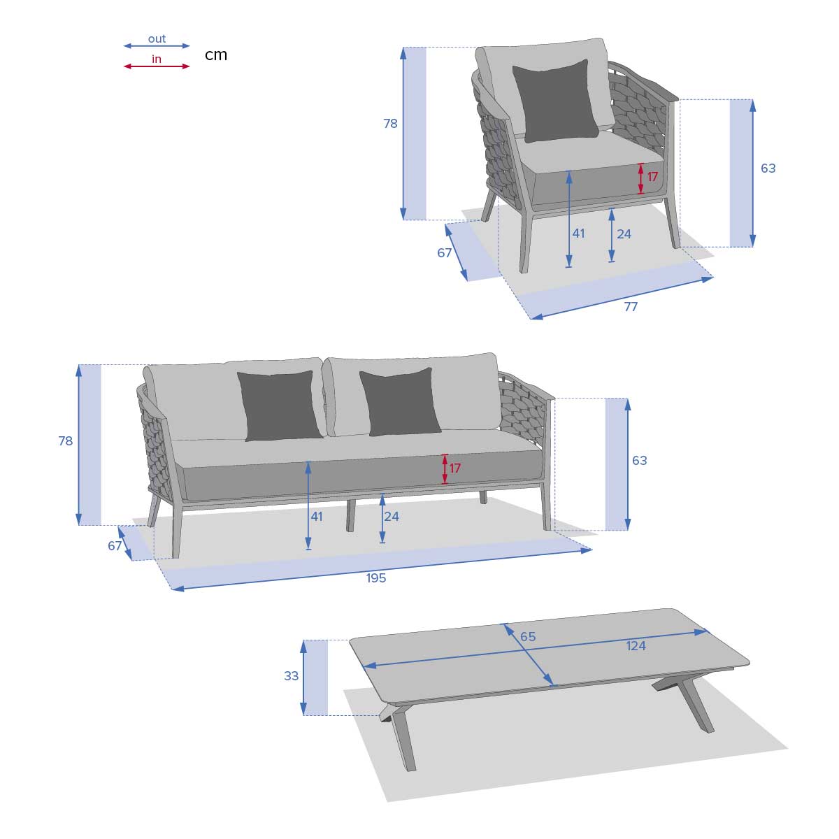 Conjunto de jardim EMBRUNS noisette e praline