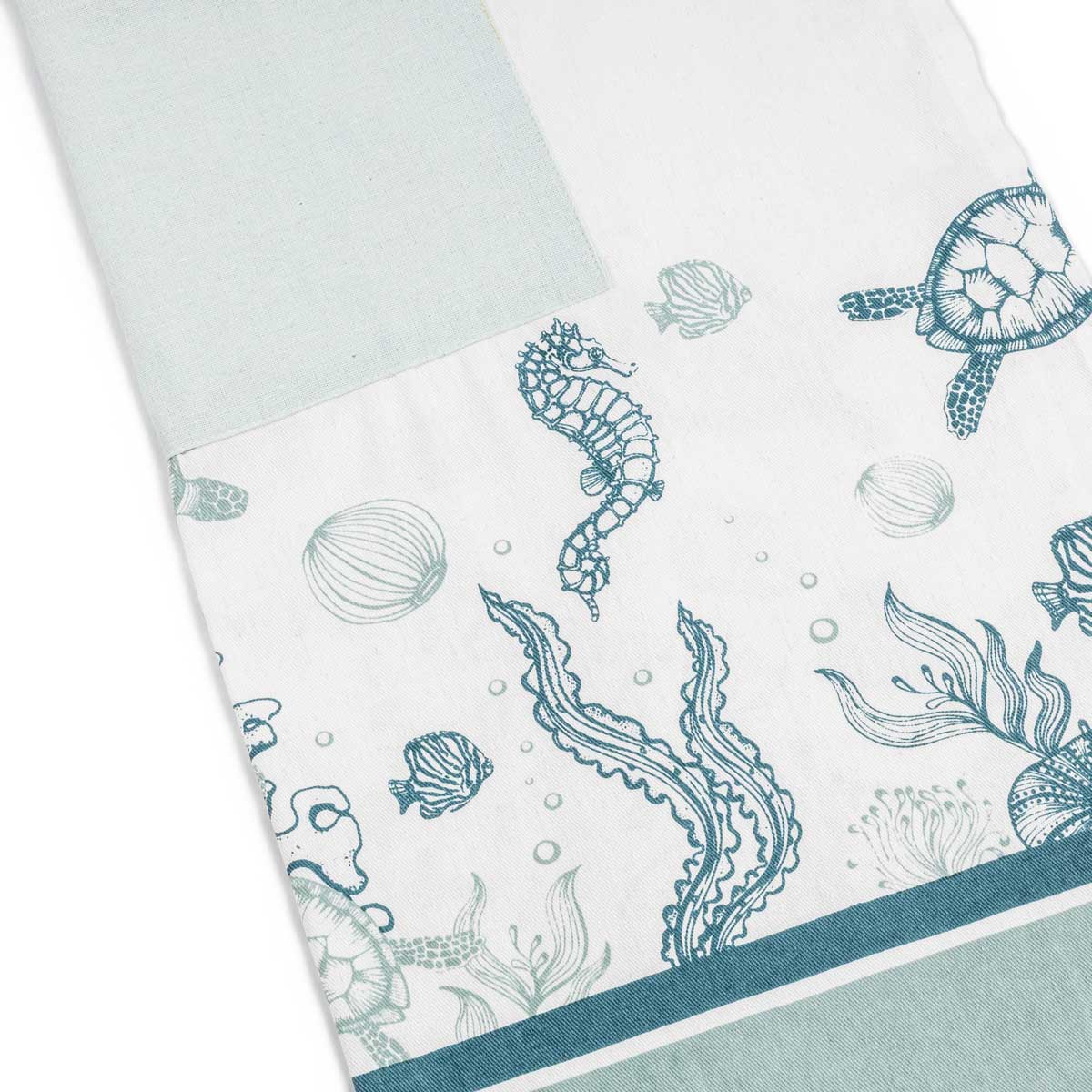 Avental OCEAN LIFE azul em algod&atilde;o