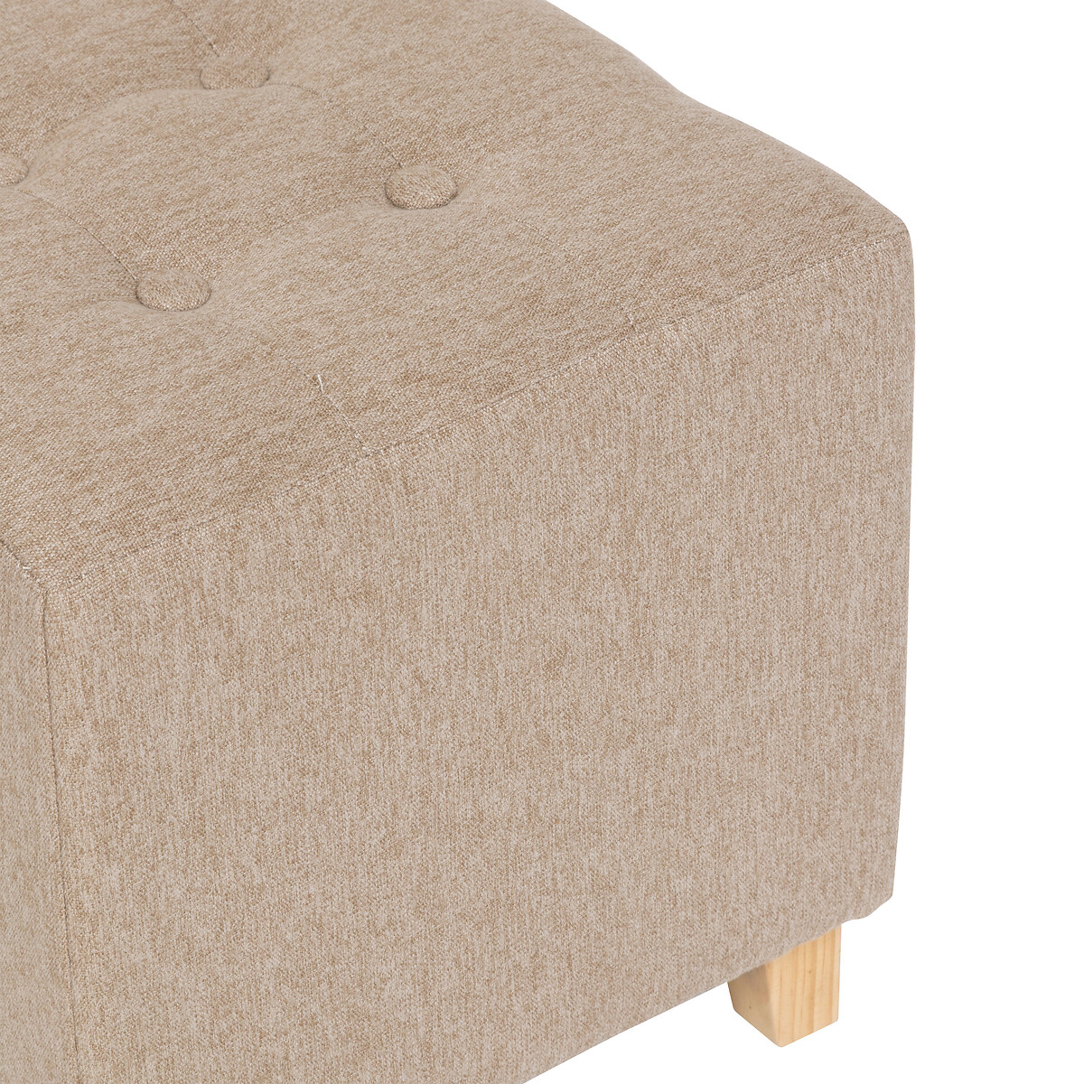 Pufe LEANDRE bege em tecido 35x35cm