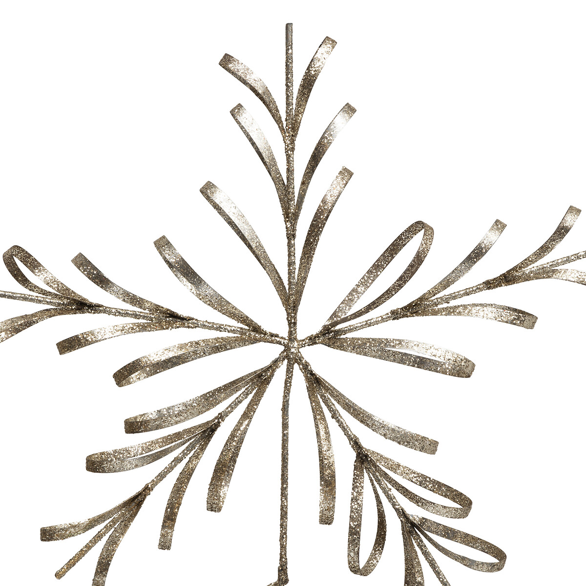 Topo de &aacute;rvore em forma de floco de neve dourado 31,5x5x25cm