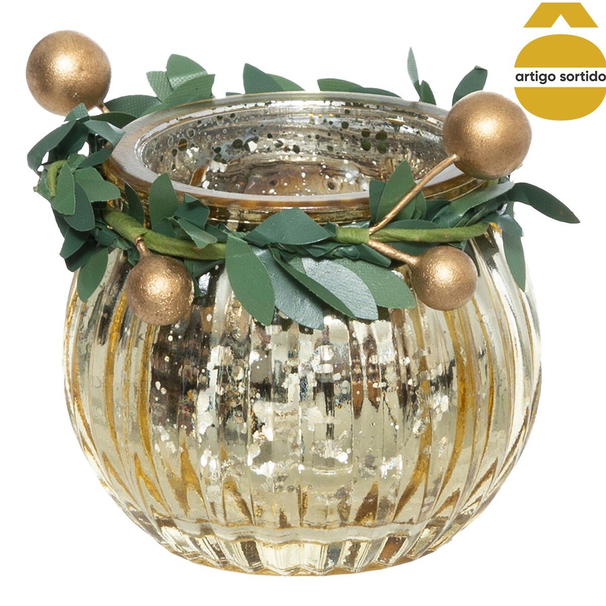 Castiçal para tealight em vidro raiado 6cm