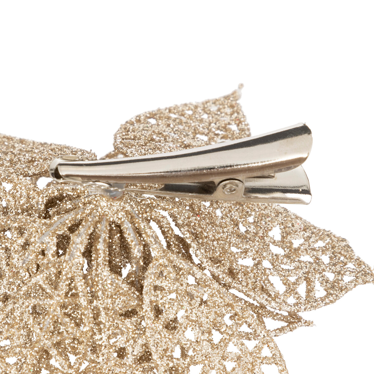 Flor poinsétia dourada com mola