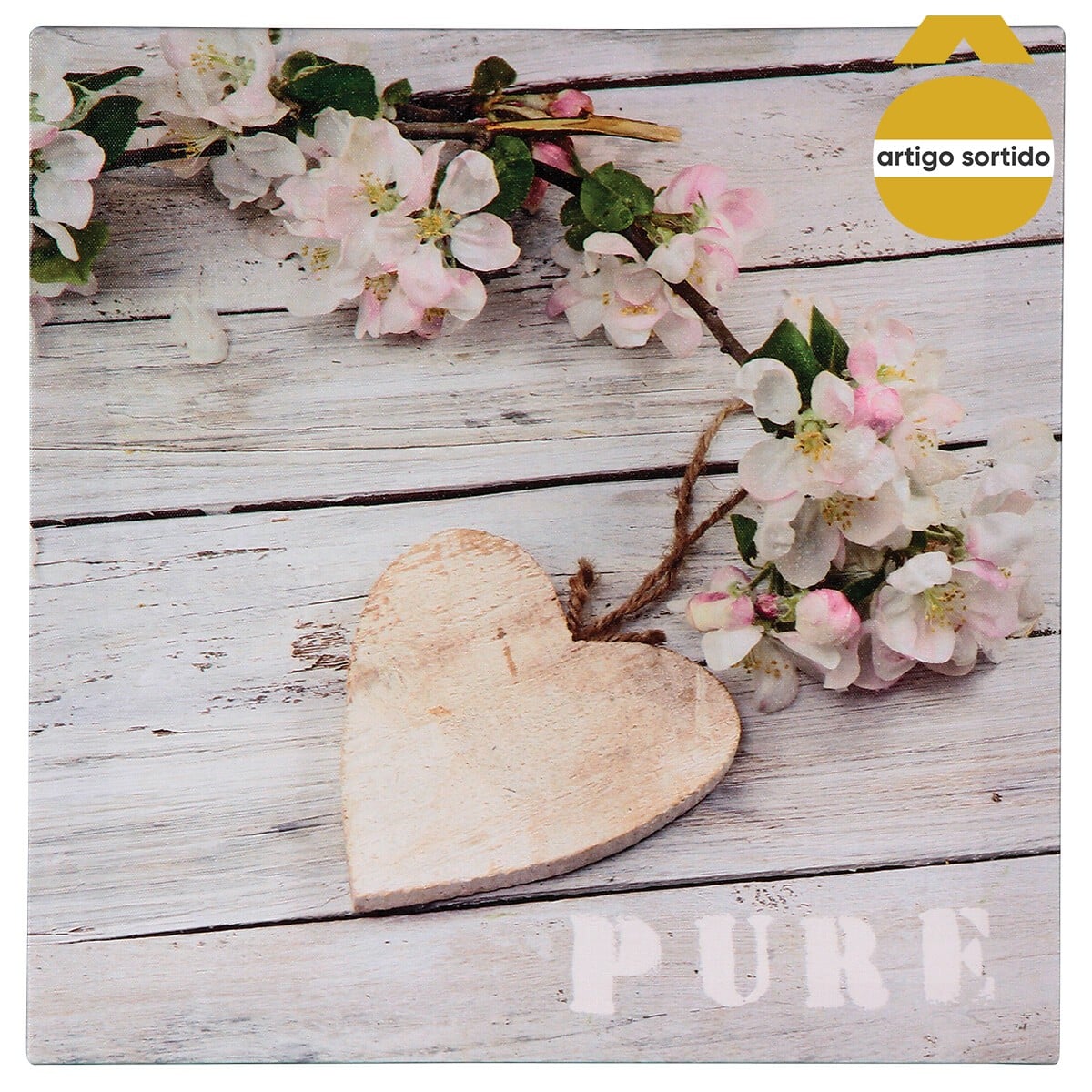 Quadro decorativo COEUR NAT 28x28cm