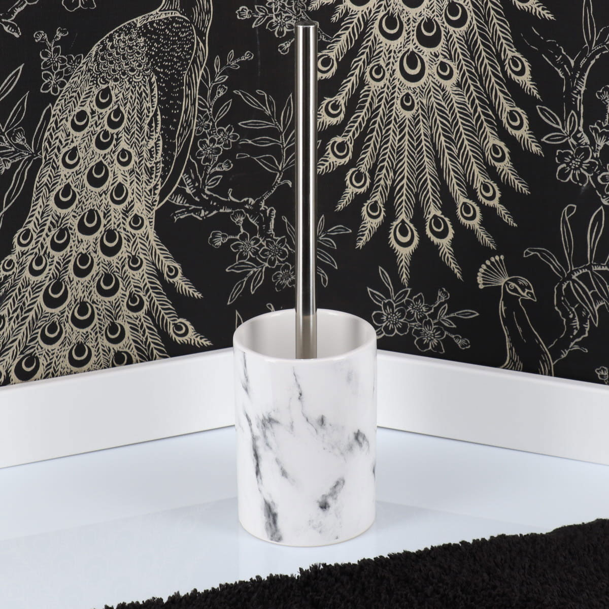 Escova wc com suporte efeito m&aacute;rmore