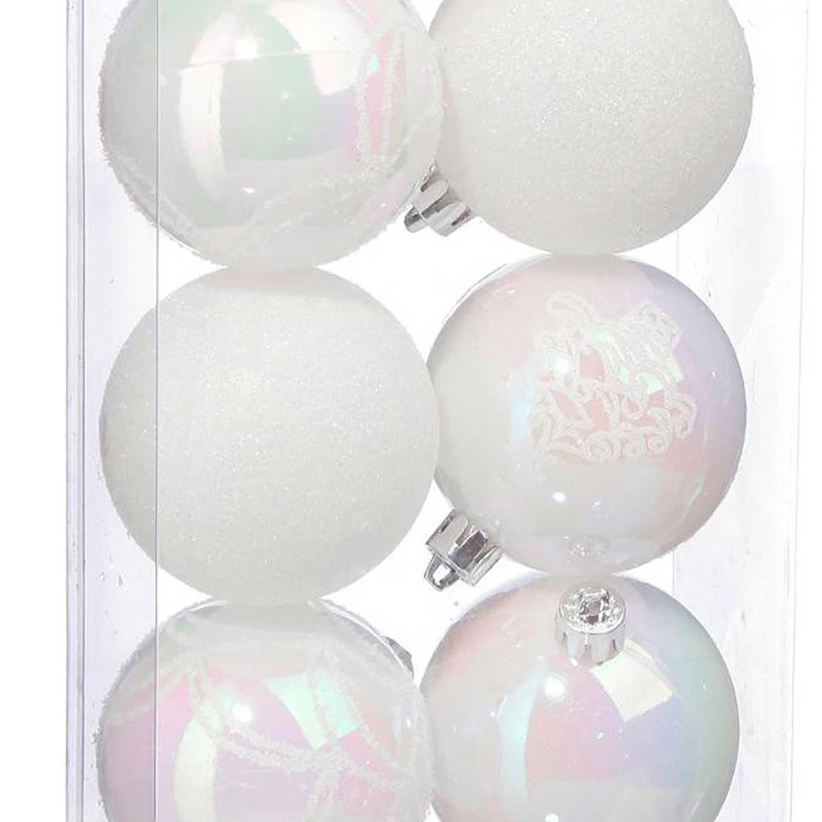 Conjunto de 8 bolas de natal brancas