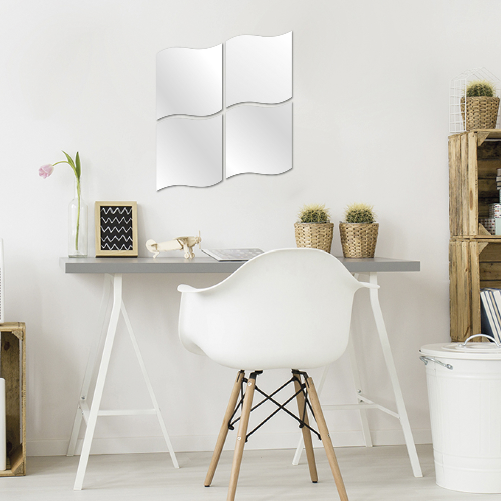 Conjunto de 4 espelhos adesivos ondulados