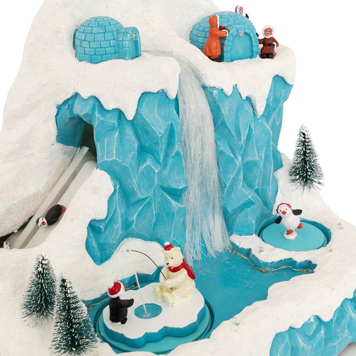 Aldeia com animais do gelo com luz - música - movimento 26,5x28,2cm