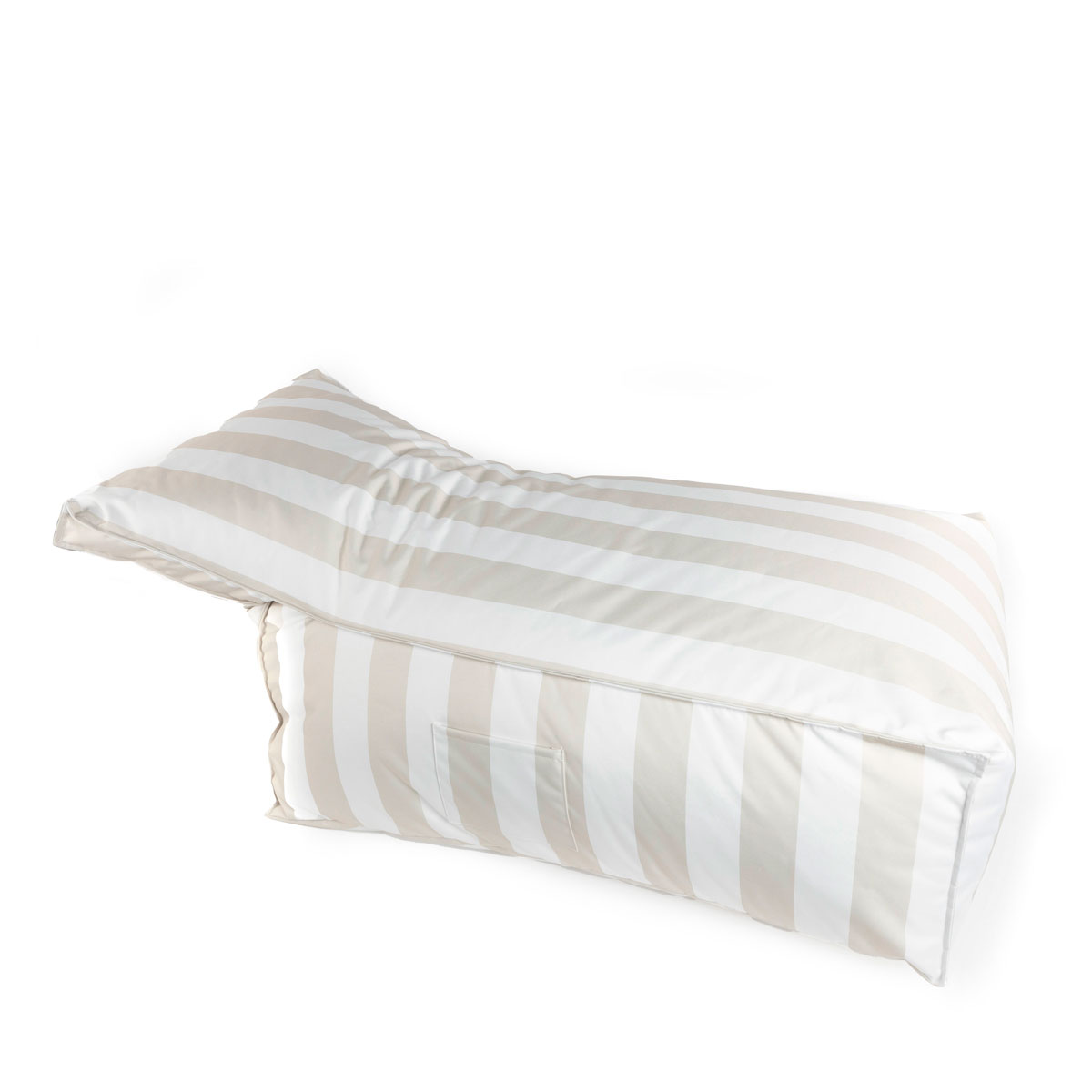 Pufe sof&aacute; imperme&aacute;vel riscas branco e bege