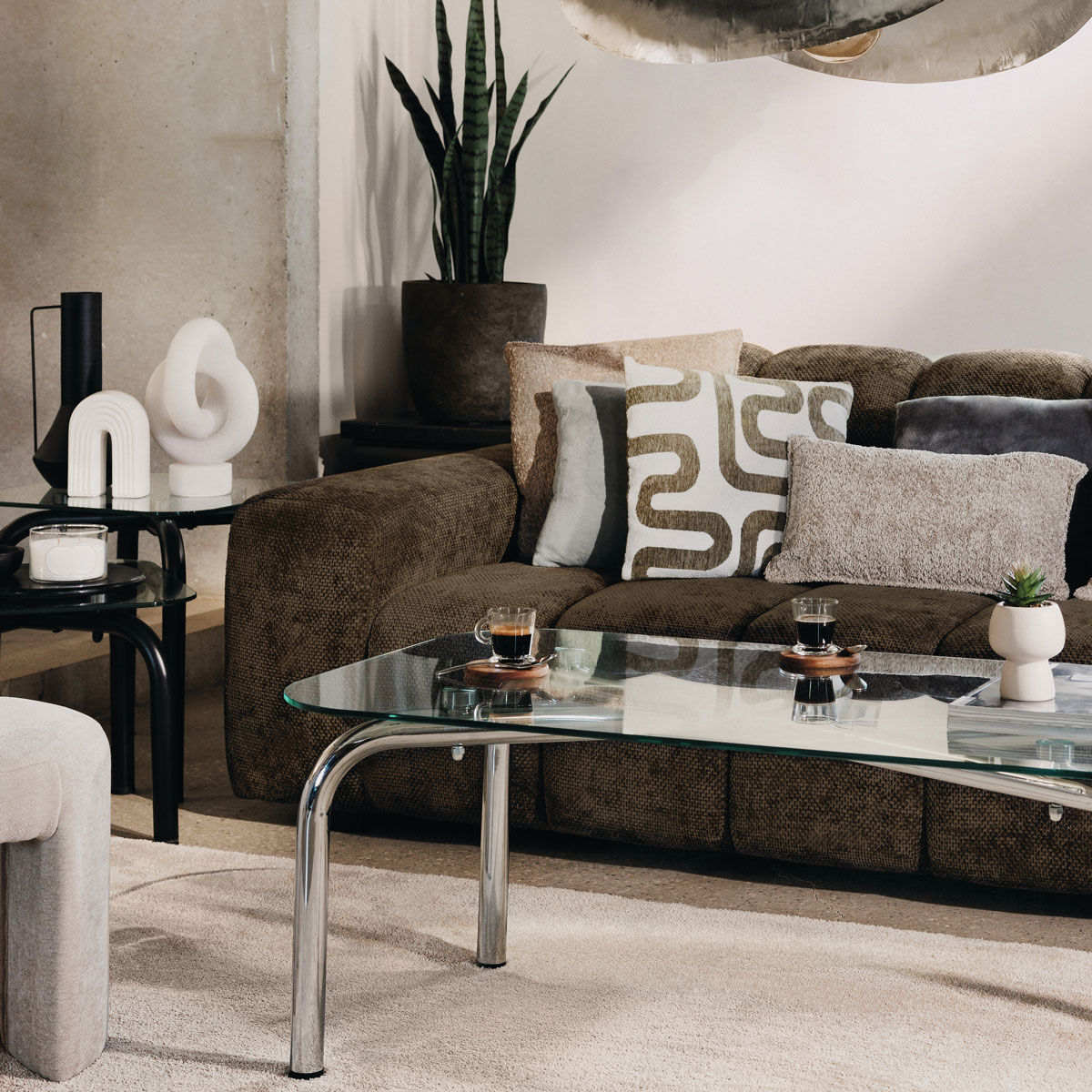 Sofá PALMA castanho em mdf 212x97x76cm