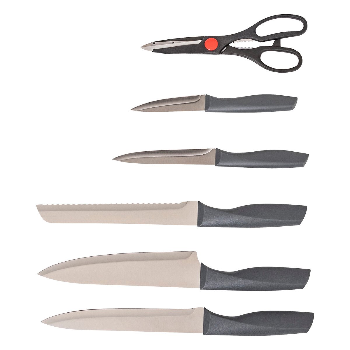 Conjunto de facas e tesoura com suporte N&Eacute;O