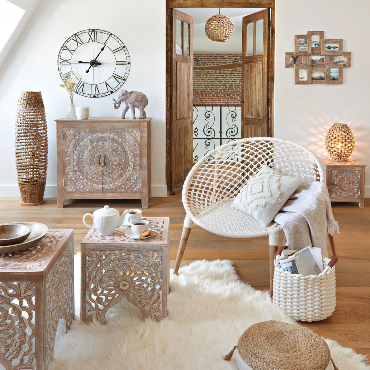 Mesa de apoio bege TERRE em mdf 40,3cm