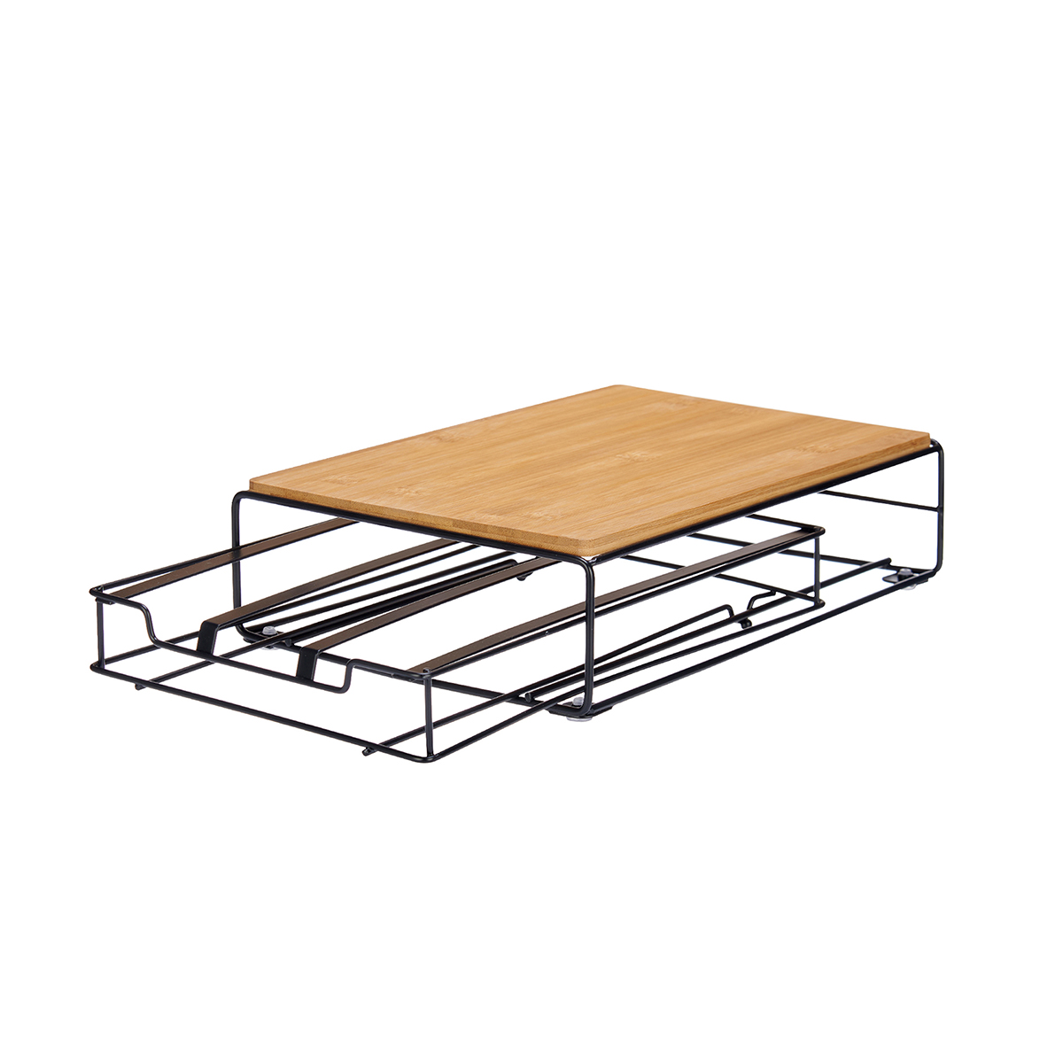 Suporte para 15 c&aacute;psulas em metal e bambu