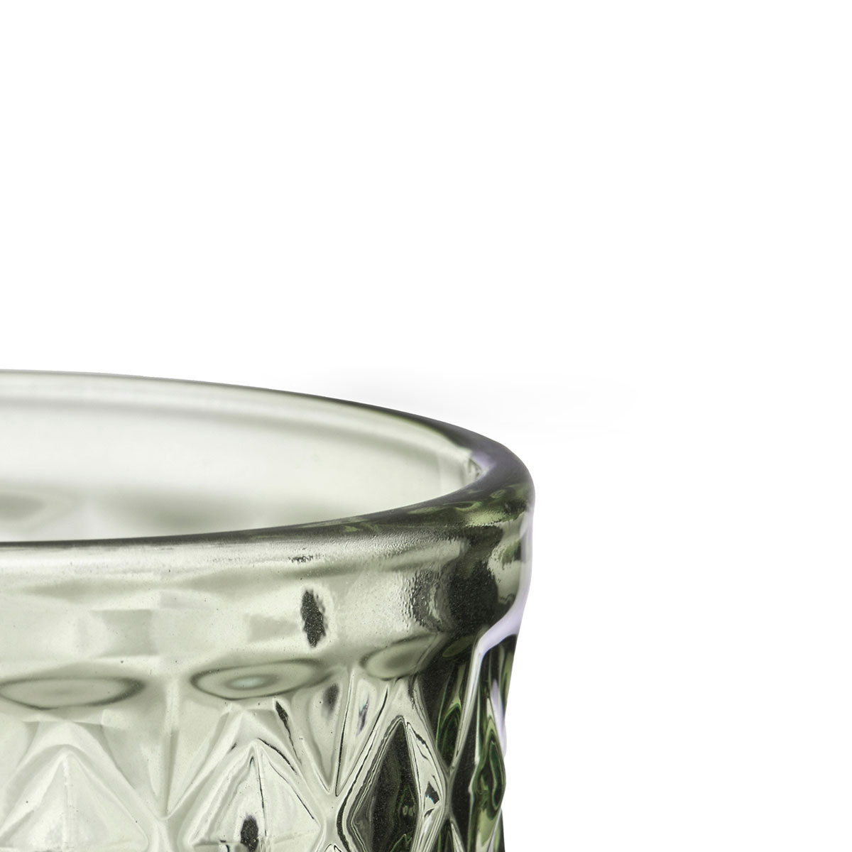 Copo De Vinho Diamante Verde Em Vidro Com Pé 25cl