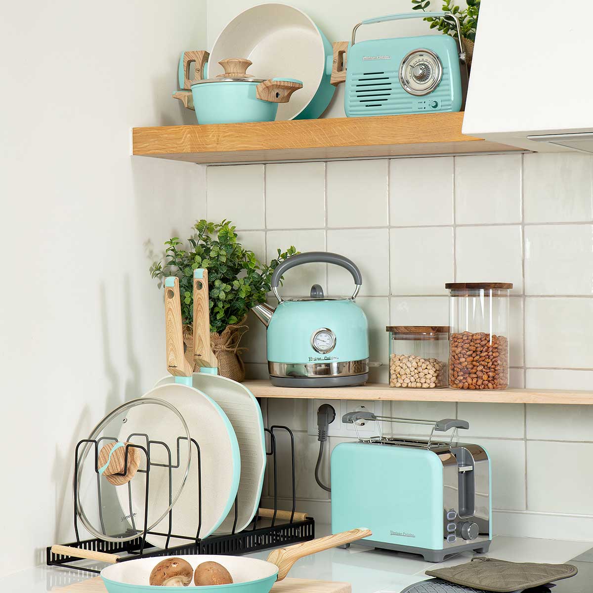 Organizador extensível para frigideiras e panelas