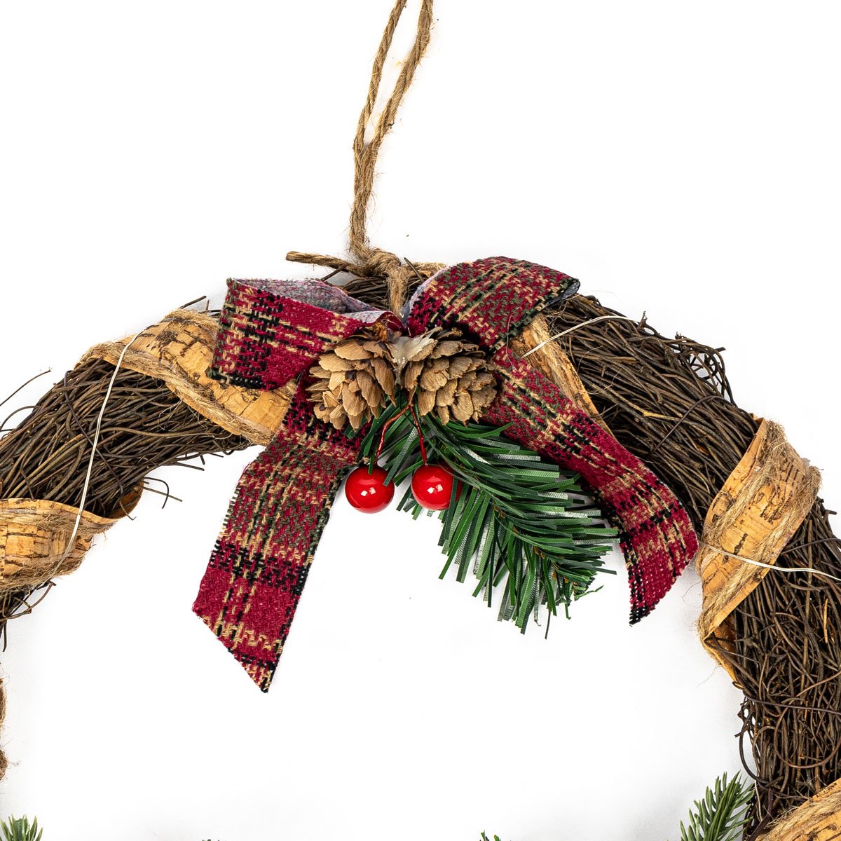 Coroa natalícia decorativa com led 30cm