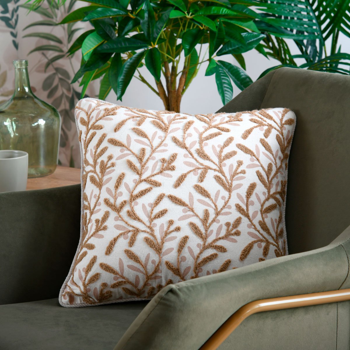 Almofada OMBRAGE natural em algod&atilde;o 40x40cm