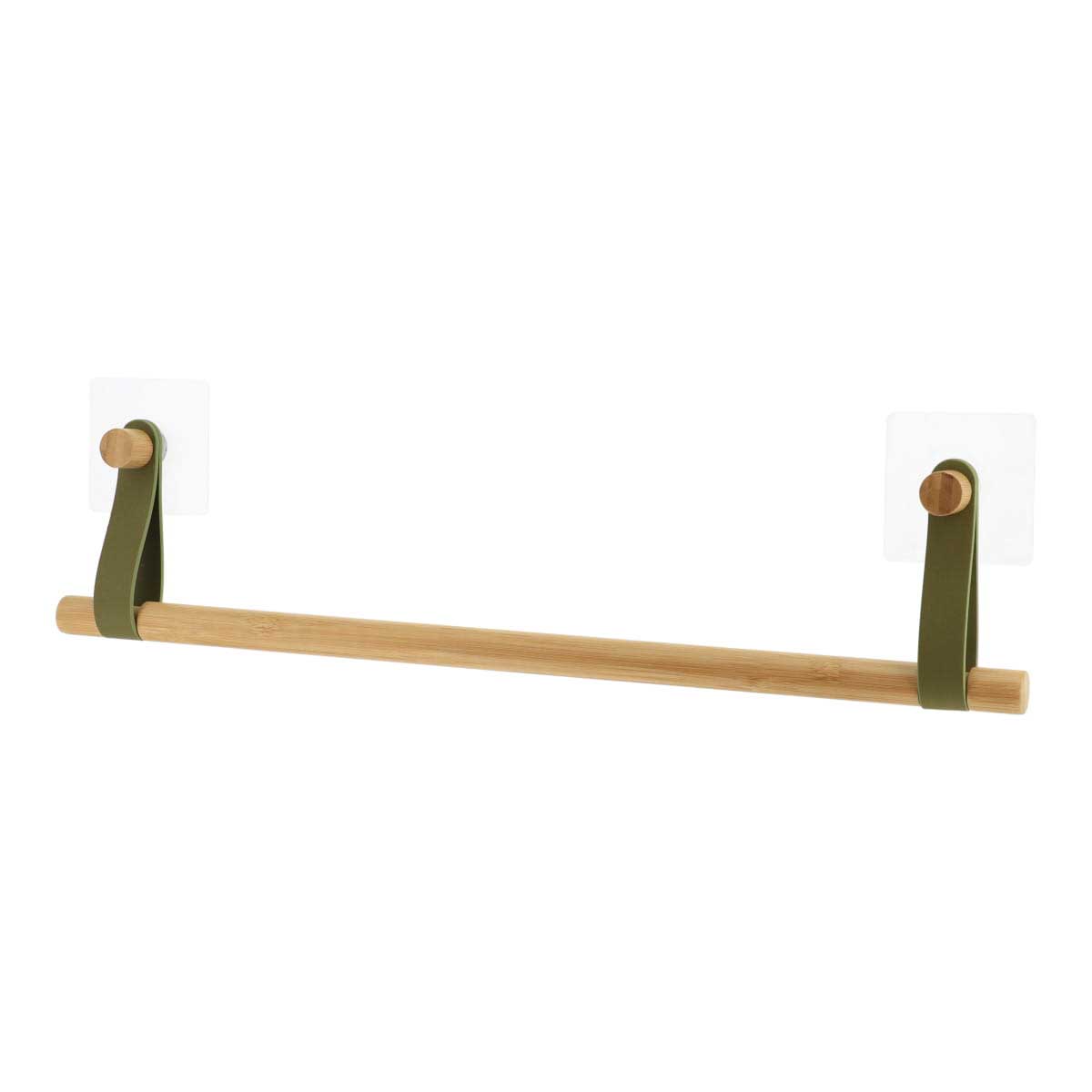 Toalheiro wc barra em bambu com alça verde caqui,  Toalheiro wc barra em bambu com alça verde caqui