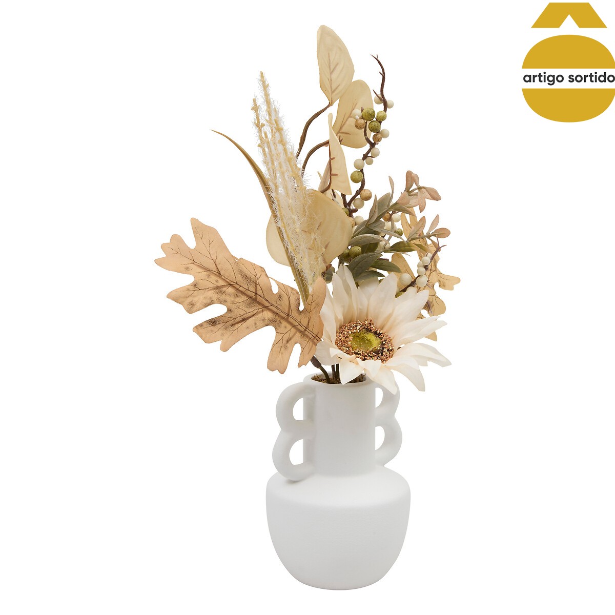 Jarra de cerâmica com flores secas DIBIA 35cm