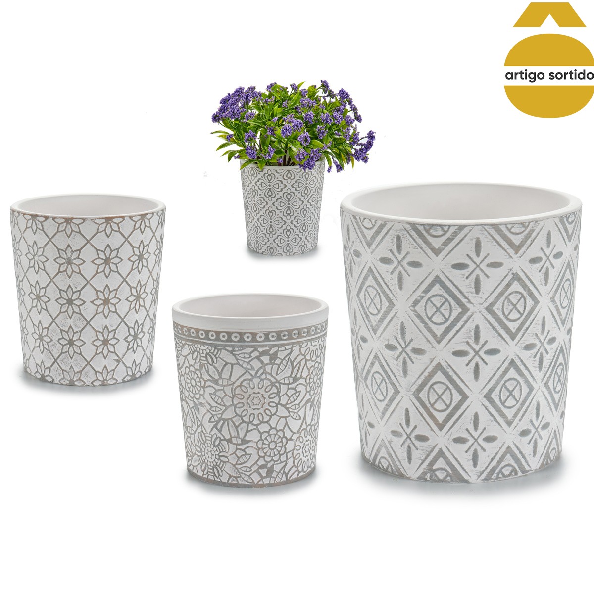 Vaso cinza em cerâmica 12,5cm