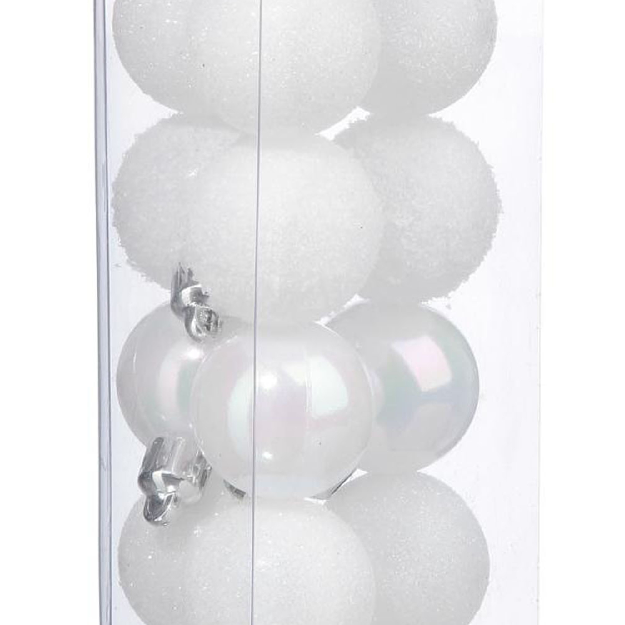 Conjunto de 18 bolas de natal brancas decoradas