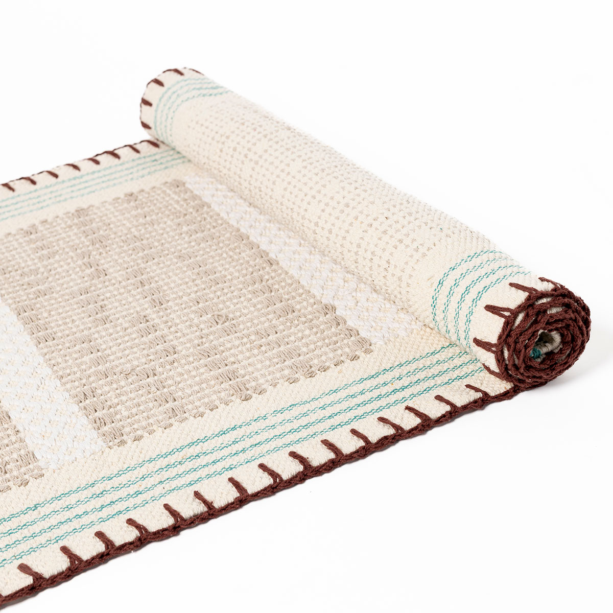 Passadeira WONJA taupe e azul 60x150cm