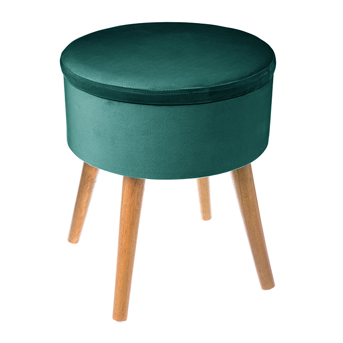 Tamborete Com Arruma&ccedil;&atilde;o Verde Em Veludo