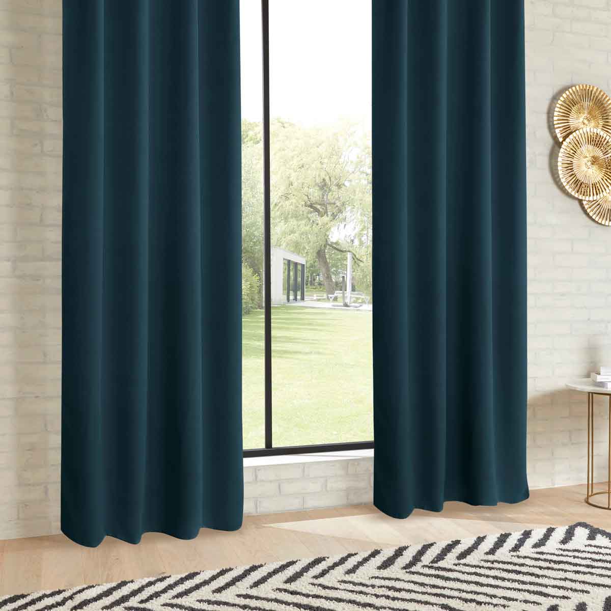 Conjunto de 2 cortinas opacas azul escuro 135x240cm