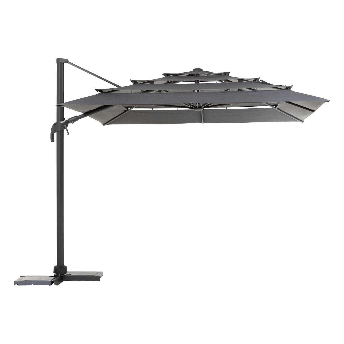 Guarda-sol MELHIA cinza graphite e antracite 4x3m,  Guarda-sol MELHIA cinza graphite e antracite 4x3m