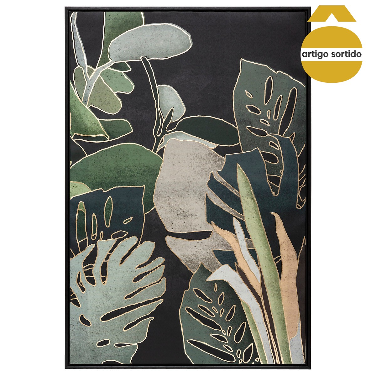 Quadro decorativo folhas selva 90x60cm
