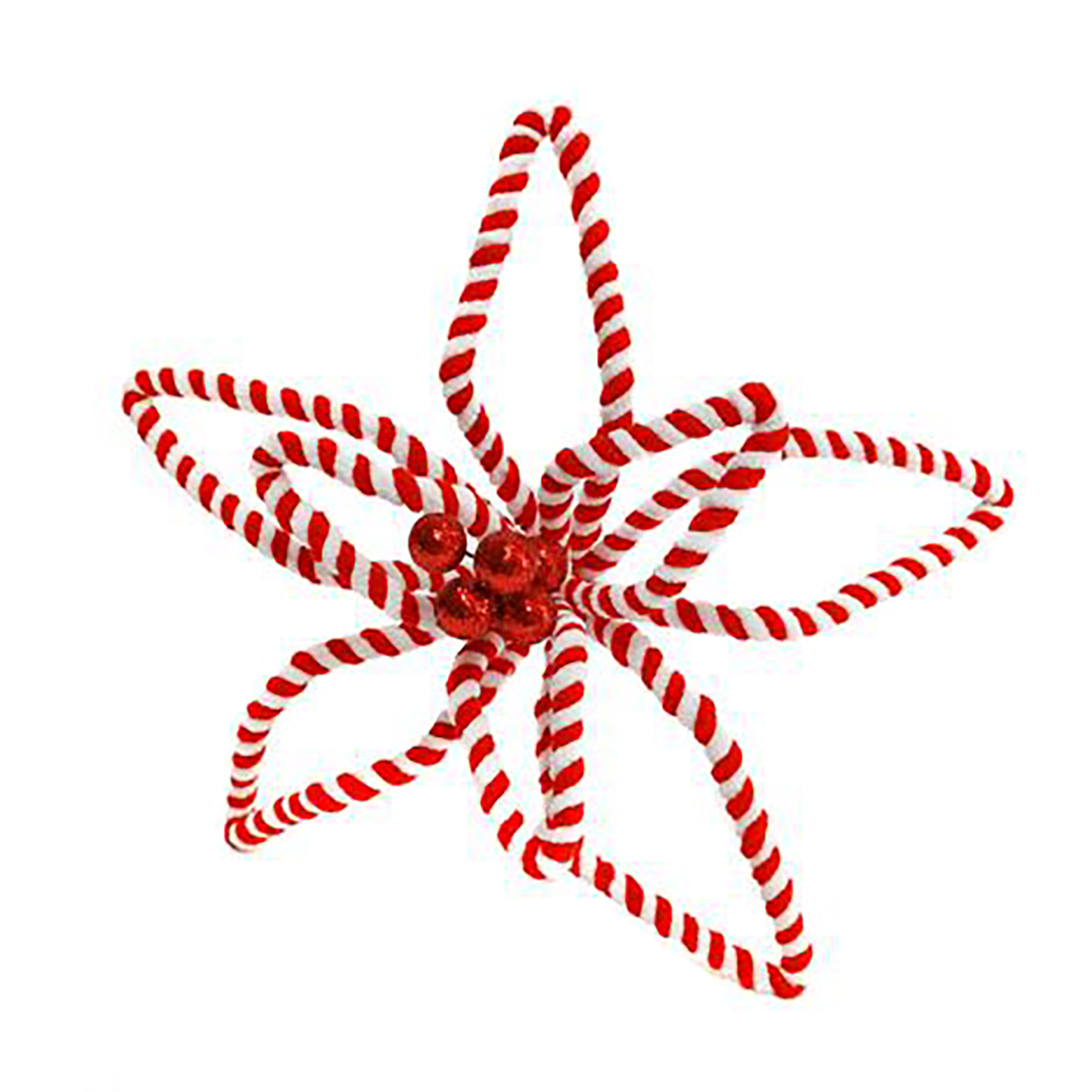 Haste flor natal&iacute;cia vermelho e branco 25cm
