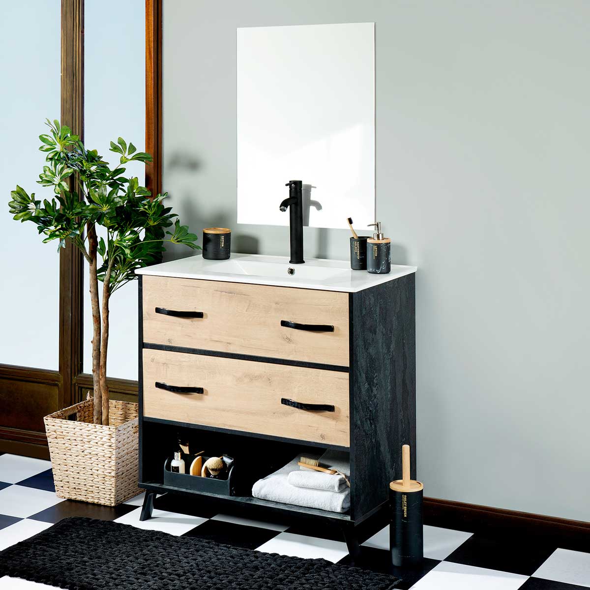 Tapete wc espesso preto 50x120cm