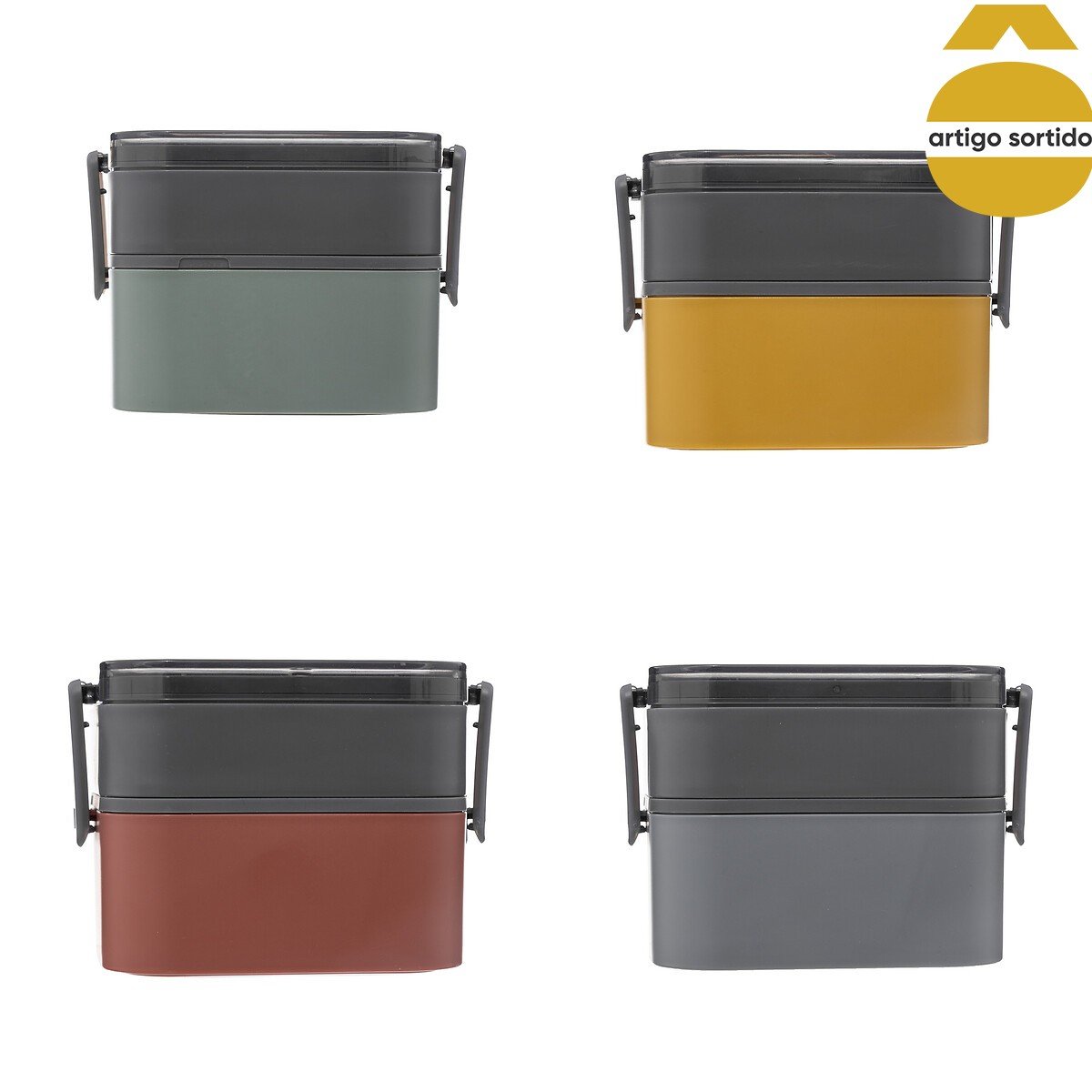 Lancheira quadrada com 2 compartimentos 1,5l