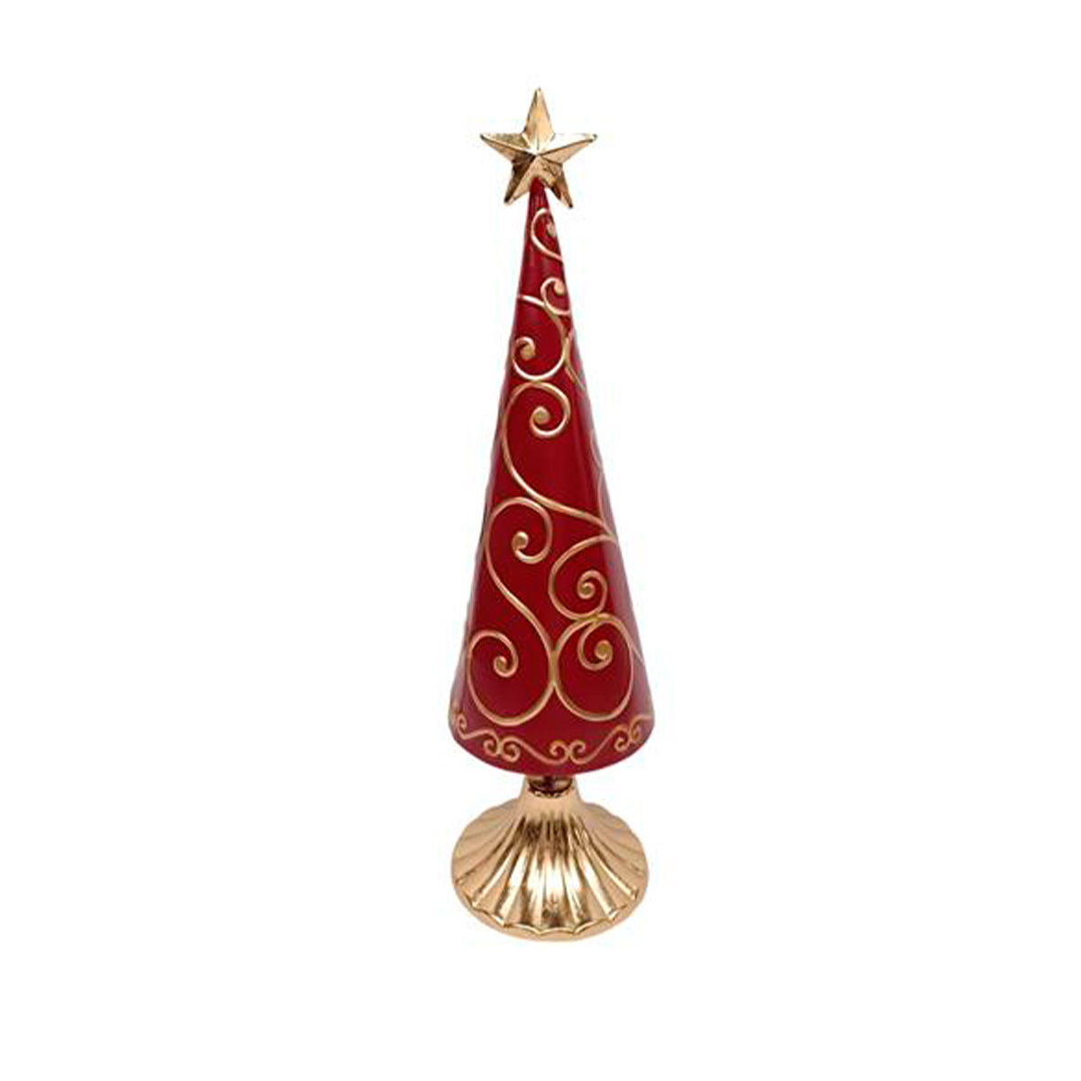 &Aacute;rvore De Natal Decorativa Vermelha E Dourada 46cm