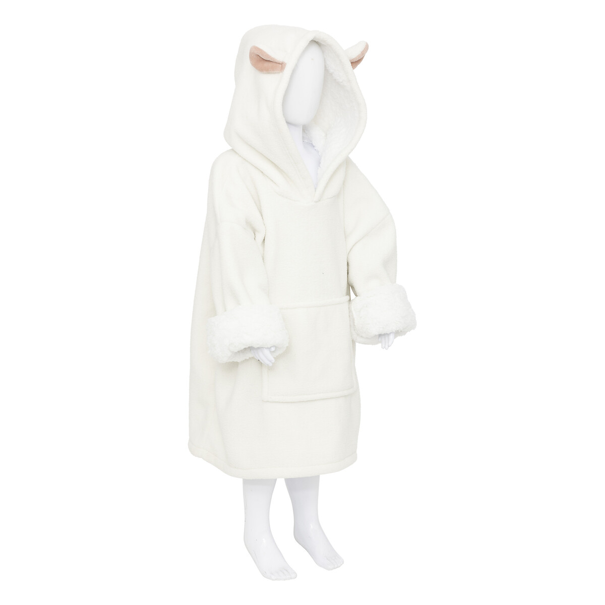 Manta camsiola branco com capuz ovelha