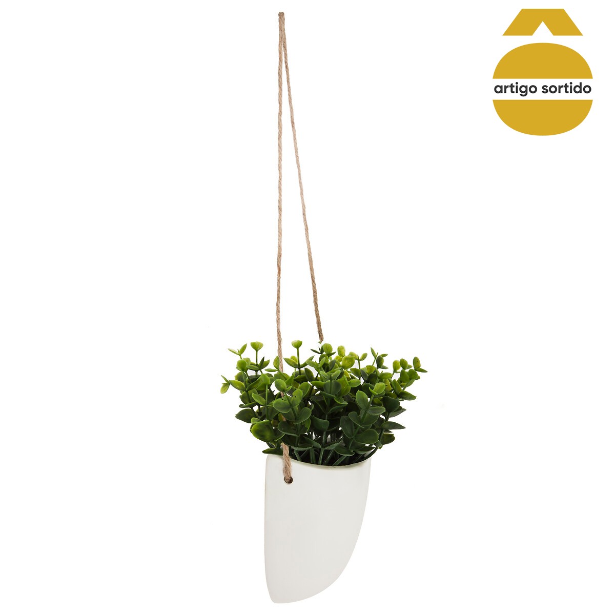 Vaso de cer&acirc;mica suspenso com planta