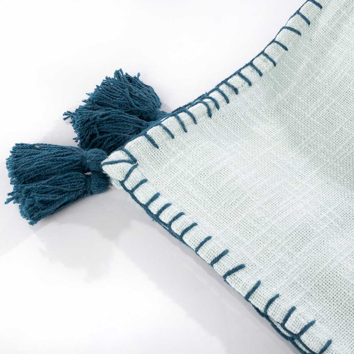 Manta cru com tassels azul 120x160cm