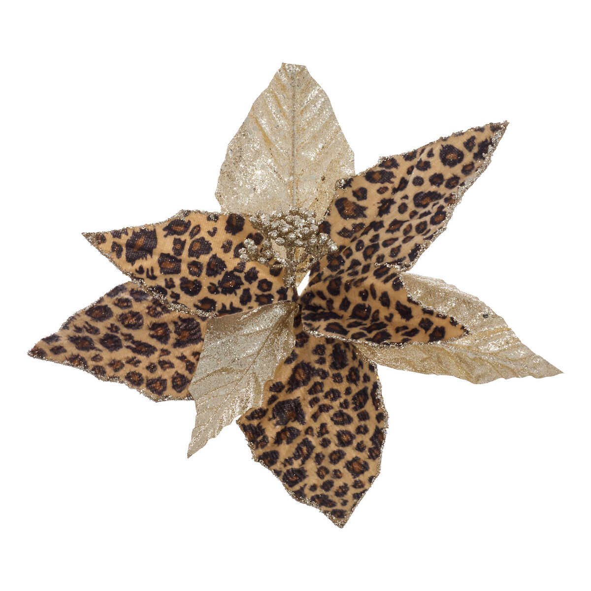 Flor poinsettia com padr&atilde;o de leopardo 24cm