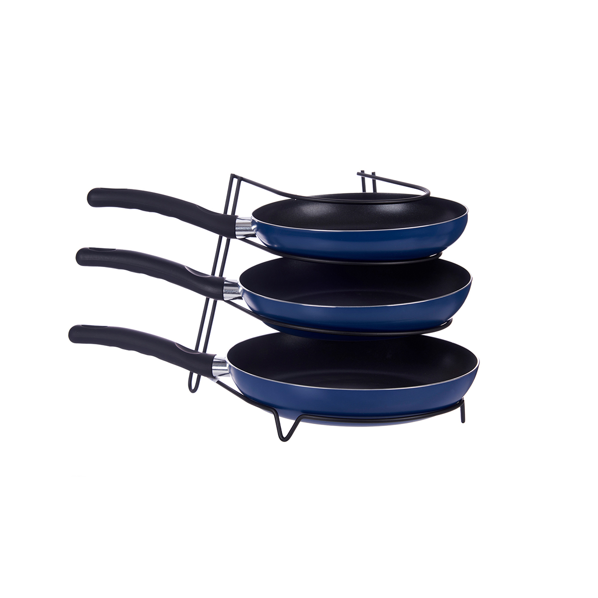 Suporte preto em metal para frigideiras