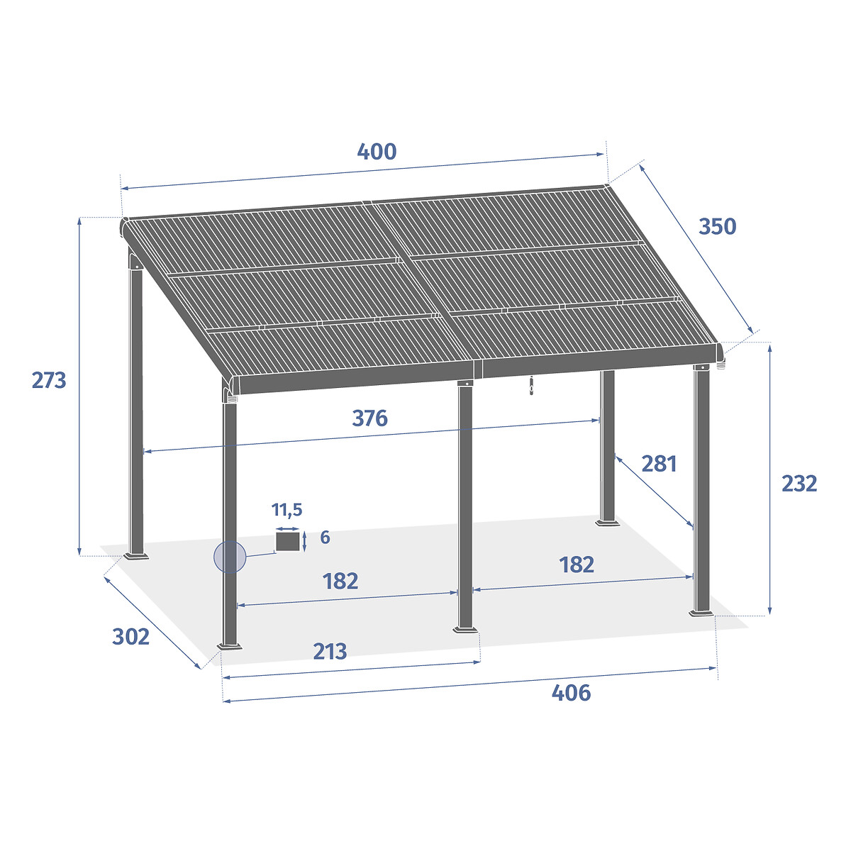 Pérgola ENOLIE graphite em alumínio 3,5x4m