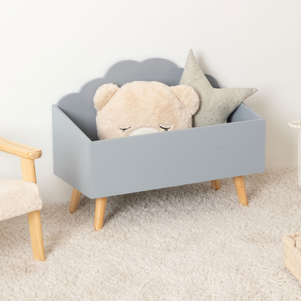 Caixa de brinquedos nuvem cinza