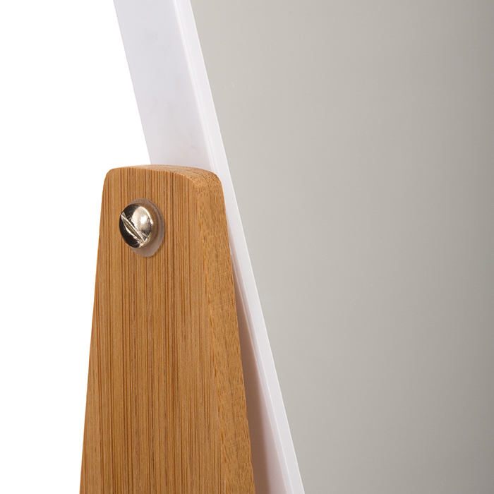 Espelho wc de bancada em bambu com moldura branca